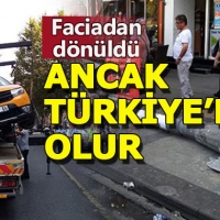 Fatih'te aydınlatma direği, vatandaşların kafasına düştü