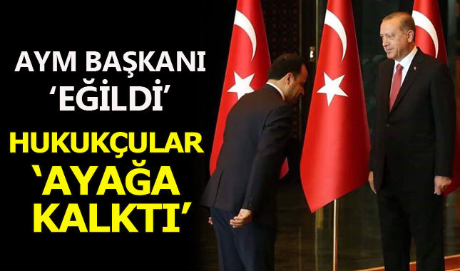 AYM başkanı "eğildi", hukukçular ayağa kalktı"
