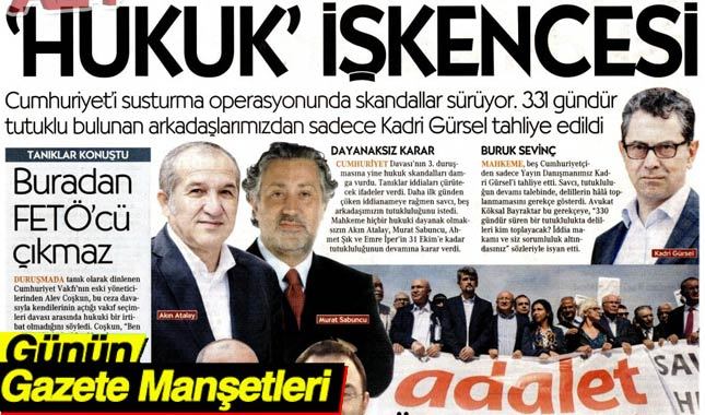 26 Eylül 2017 Gazete Manşetleri