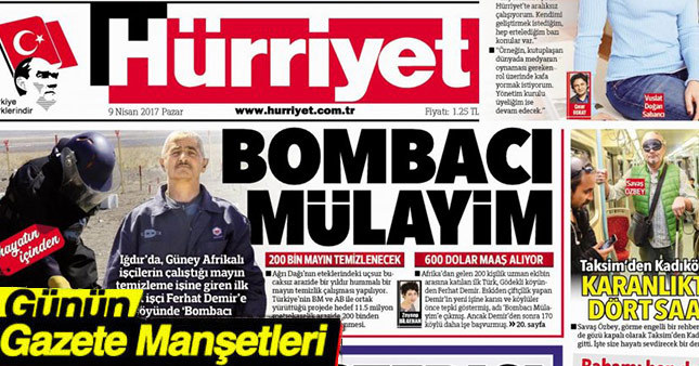 09 Nisan 2017 Salı Gazete Manşetleri