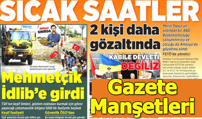 10 Ekim pazartesi gazete manşetleri