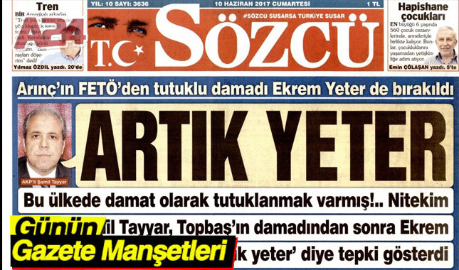 10 Haziran gazete manşetleri