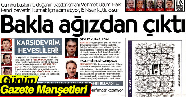 11 Nisan 2017 Gazete Manşetleri
