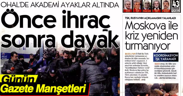 11 Şubat 2017 Gazete Manşetleri