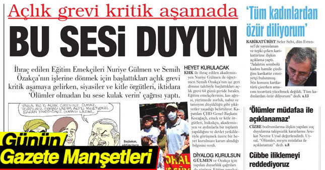 12 Mayıs 2017 Gazete Manşetleri