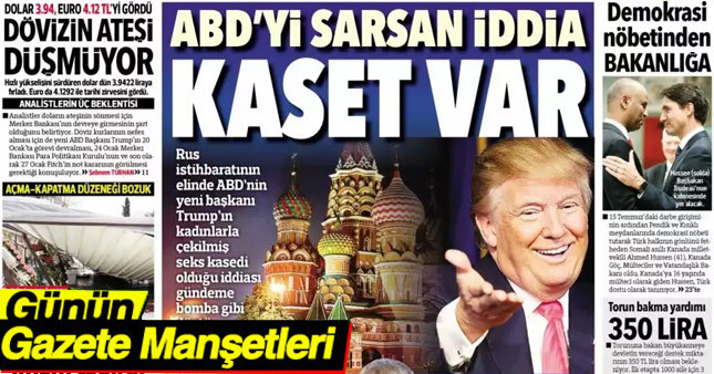12 Ocak 2017 Gazete Manşetleri