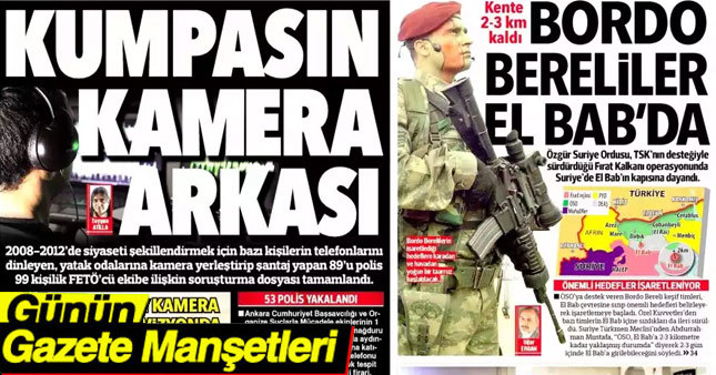 14 Kasım 2016 Gazete Manşetleri