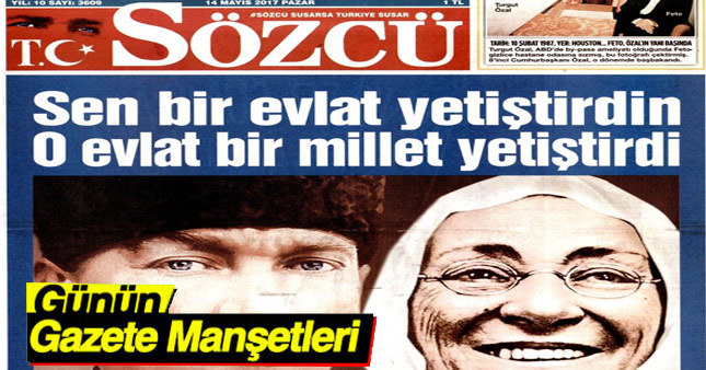 14 Mayıs 2017 gazete manşetleri
