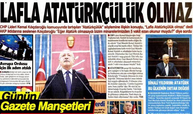 15 Kasım 2017 Gazete Manşetleri
