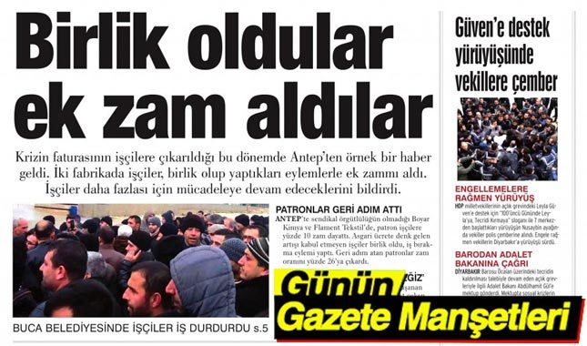15 Şubat 2019 Gazete Manşetleri