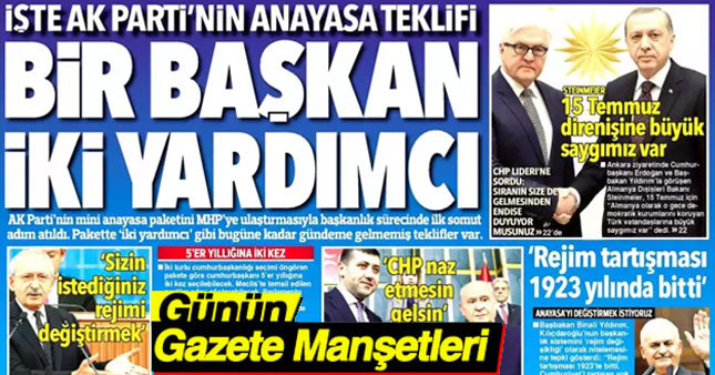 16 Kasım 2016 Gazete Manşetleri