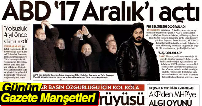 17 Kasım 2016 Gazete Manşetleri