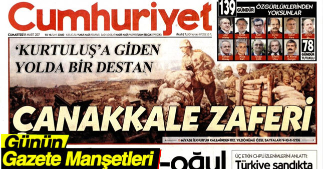 18 Mart 2017 Gazete Manşetleri