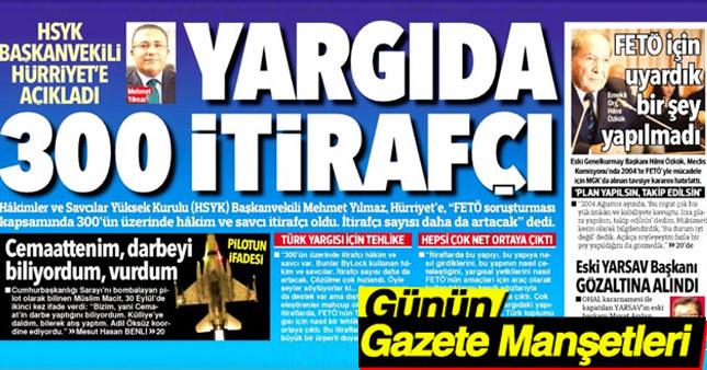 20 Ekim 2016 Gazete Manşetleri