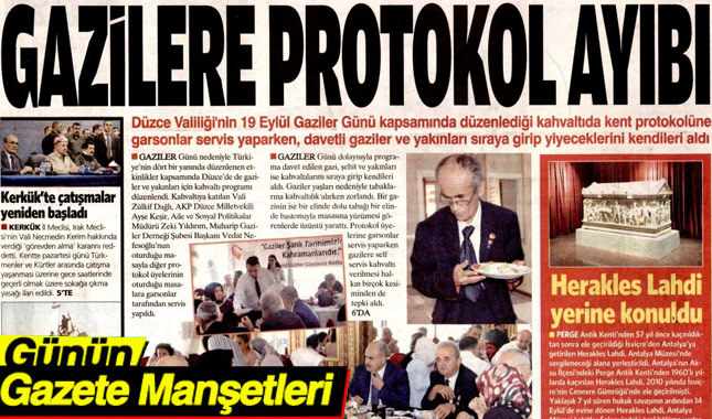 20 Eylül 2017 Gazete Manşetleri