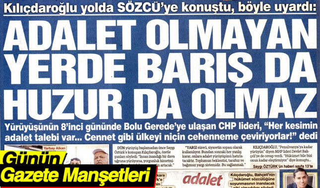 23 Haziran 2017 Gazete Manşetleri