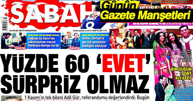23 Ocak 2017 Gazete Manşetleri