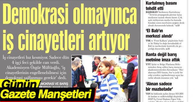 24 Şubat 2017 Gazete Manşetleri