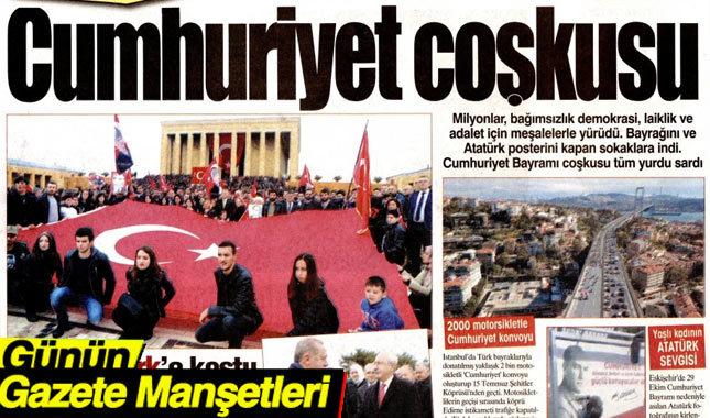 30 Ekim 2017 Gazete Manşetleri