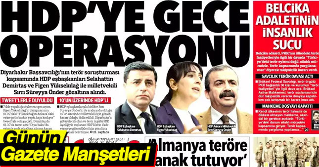 4 Kasım 2016 Gazete Manşetleri