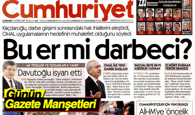 7 haziran gazete manşetleri