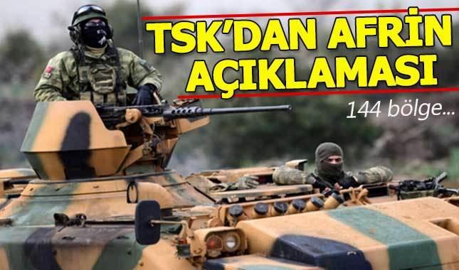Afrin'de 144 bölge teröristlerden temizlendi