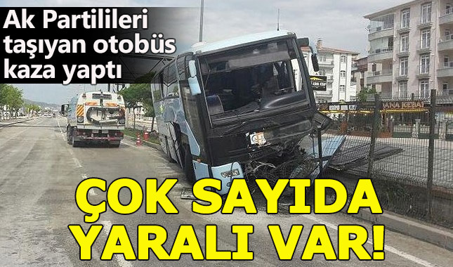 Ak Parti Kongresine giden otobüs kaza yaptı:26 yaralı