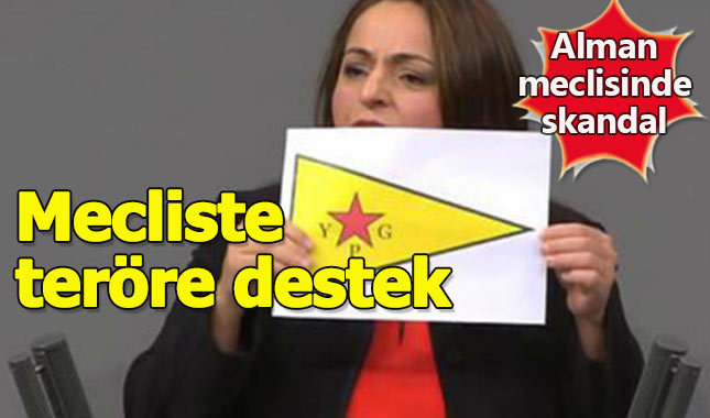 Alman Meclisi'nde skandal, YPG'nin sözde bayrağını açtı