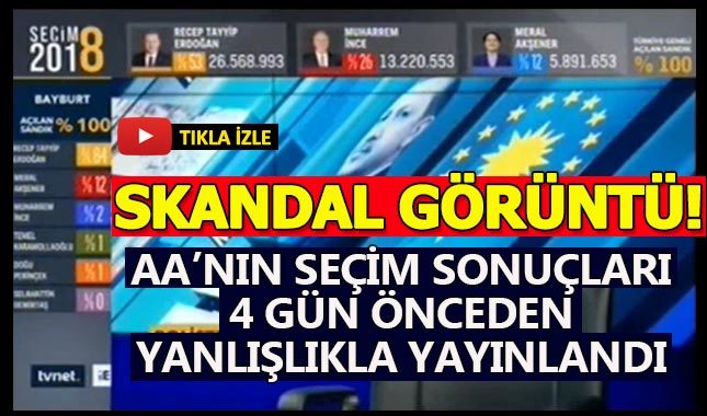 Anadolu Ajansı'nın seçim sonuçları 4 gün önceden yayınlandı
