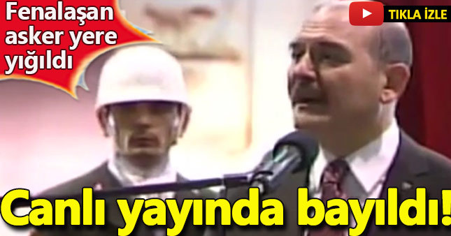 Asker canlı yayında bayıldı