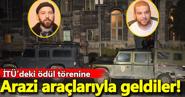 Athena ödül törenine arazi araçlarıyla geldi