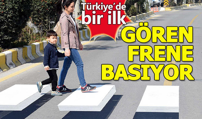 Aydın'daki yaya geçidini gören sürücüler frene basıyor