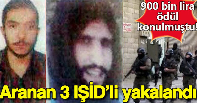 Başlarına 900 bin tl ödül konulan 3 IŞİD'li yakalandı
