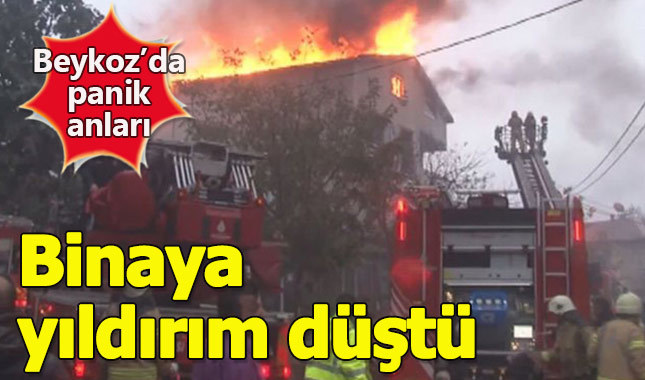 Beykoz'da bir binaya yıldırım düştü