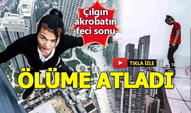 Çılgın akrobat gösteri sırasında gökdelenden düştü