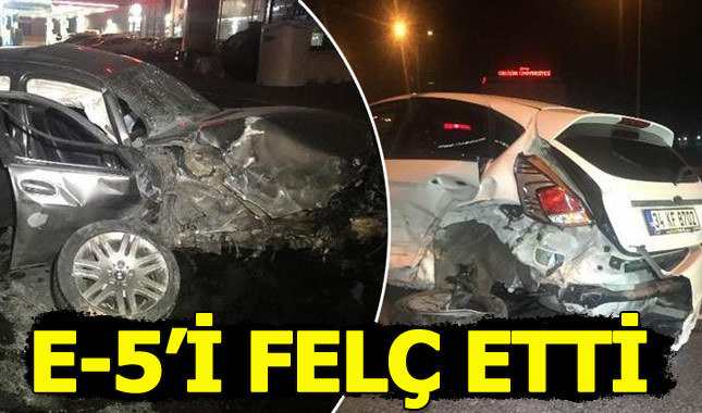 E-5'i felç eden kazada 4 kişi yaralandı