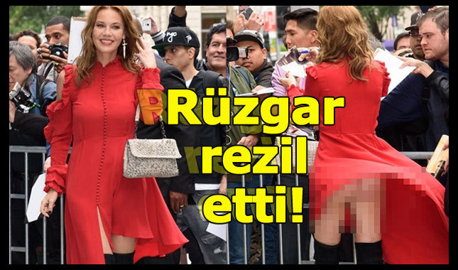 Esen rüzger Connie Nielsen'in eteğini uçurunca