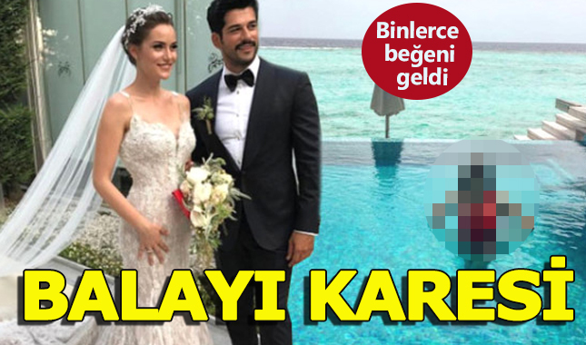Fahriye Evcen'den kırmızı mayolu balayı pozu geldi