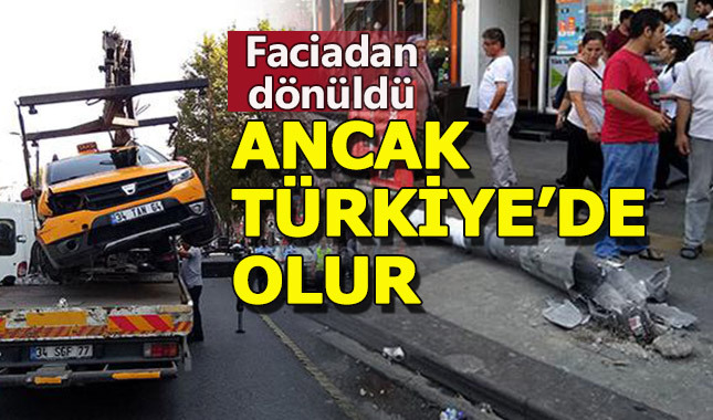 Fatih'te aydınlatma direği, vatandaşların kafasına düştü