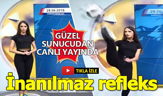 Güzel sunucudan inanılmaz refleks