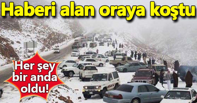 Çöle kar yağdı - Suudi Arabistan kar yağdı duyan oraya koştu!