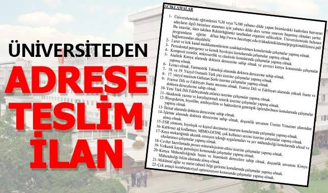 Hacettepe Üniversitesi'nden adrese teslim ilan