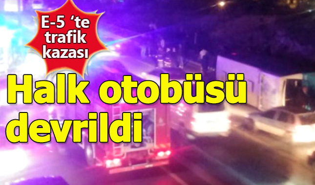 Haramidere - Avcılar yolunda halk otobüsü devrildi