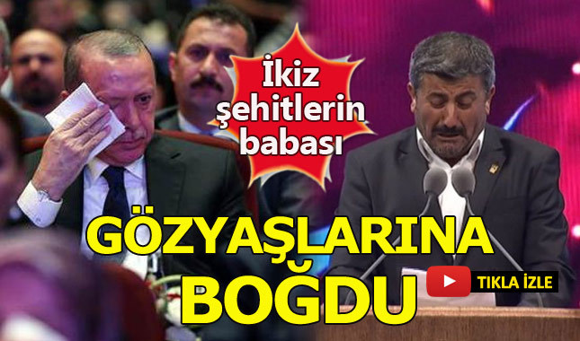İkiz şehitlerin babası okuduğu şiirle gözyaşlarına boğdu