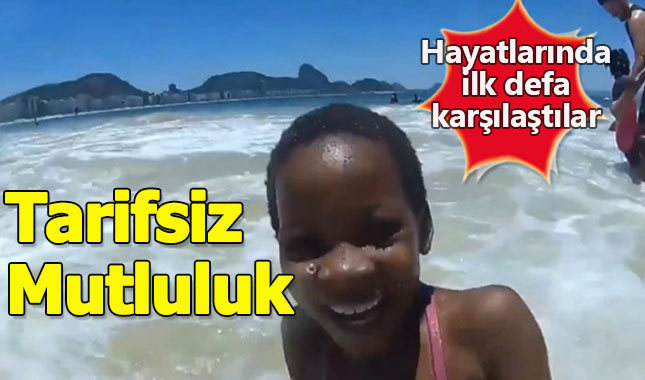 İlk defa denize giren Afrikalı çocukların mutluluğu