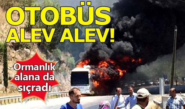 Isparta'da otobüste çıkan yangın ormana sıçradı