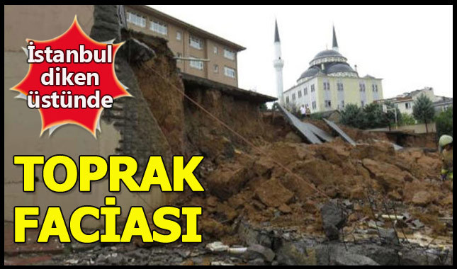 İstanbul Sancaktepe'de toprak kayması sonucu bir bina yıkılmaya karşı boşaltıldı