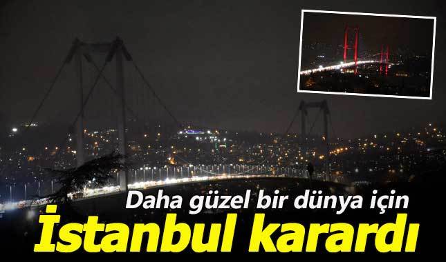 İstanbul çevre sorunlarına dikkat çekmek için karanlığa büründü