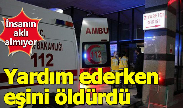 Kabız olan eşine hortumla müdahale etti