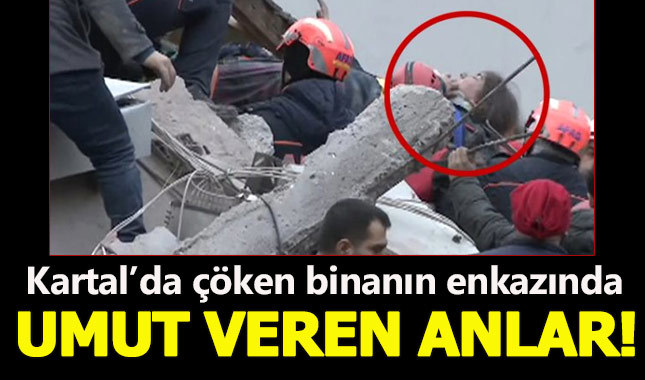 Kartal'da çöken binadan bir kadın yaralı olarak kurtarıldı